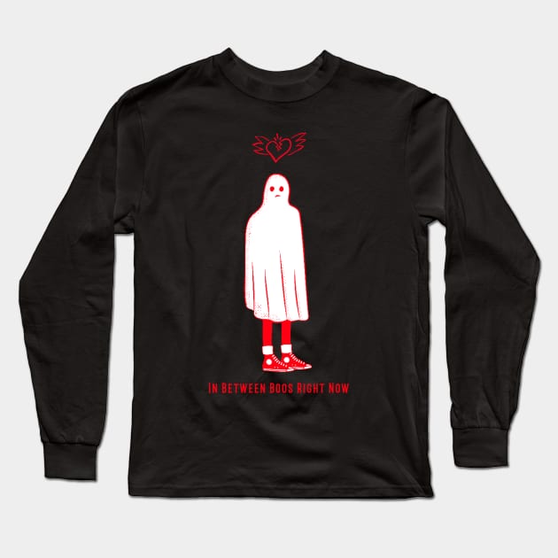 “In Between Boos Right Now” Broken-Hearted Sad Single Ghost Long Sleeve T-Shirt by Tickle Shark Designs